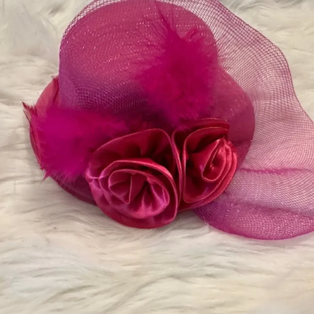 Hot Pink Hat Fascinator  - kids  7464  NWT Boutique